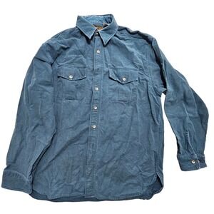 Eddie Bauer Mens Vintage Teal Blue Cotton Canvas Outdoor Outfitter Shirt XL *